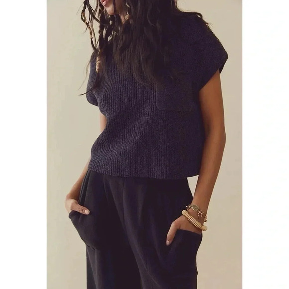 NWT Free People Freya Set FP Beach Sweater Top & Pants Black Charcoal Size XS - Picture 3 of 15